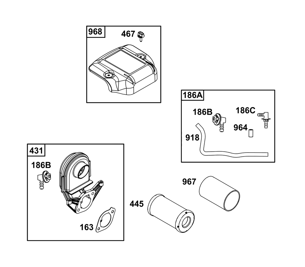 Air Cleaner Group Diagram and Parts List for 44N677-0081-G1  Briggs and Stratton Engine